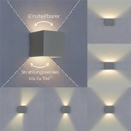 Metzler Up-Down-Light | RGBW | Dimmbar | App-Steuerung | 6,5 W LED Smart-Wandleuchte | Grau | Lumic Smart