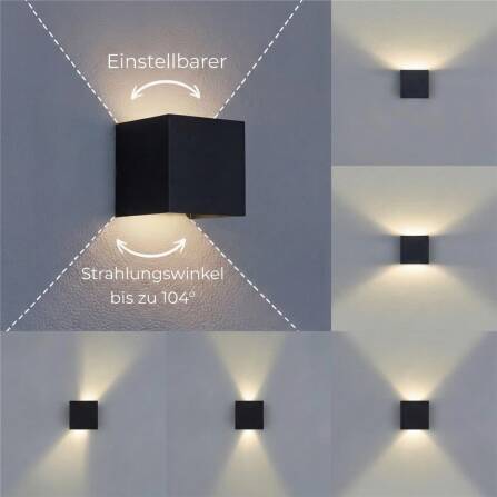 Metzler Up-Down-Light | RGBW | Dimmbar | App-Steuerung | 6,5 W LED Smart-Wandleuchte | Schwarz | Lumic Smart