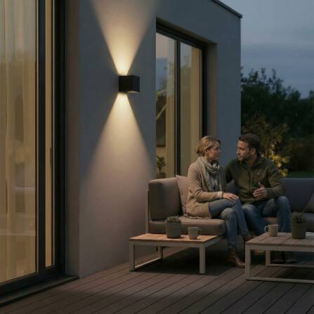 Metzler Up-Down-Light | RGBW | Dimmbar | App-Steuerung | 6,5 W LED Smart-Wandleuchte | Schwarz | Lumic Smart