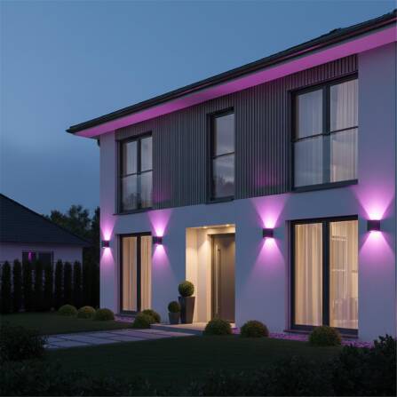 Metzler Up-Down-Light | RGBW | Dimmbar | App-Steuerung | 6,5 W LED Smart-Wandleuchte | RAL 7016 Anthrazit | Lumic Smart