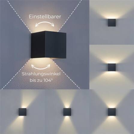 Metzler Up-Down-Light | RGBW | Dimmbar | App-Steuerung | 6,5 W LED Smart-Wandleuchte | RAL 7016 Anthrazit | Lumic Smart