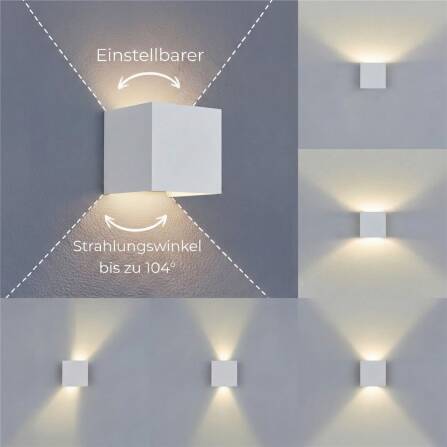 Metzler LED Wandleuchte Up-Down-Light | 6 Watt | LED 3000K Warmweiß | Weiß | Lumic