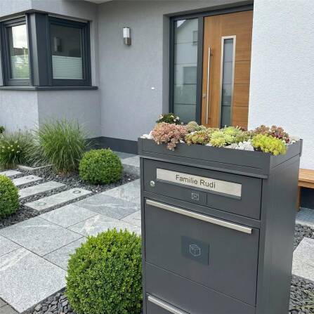 Metzler Pflanzdach für Paketbox | Dachbegrünung für Paketbriefkasten | Anthrazit | für Modellreihe Bispo