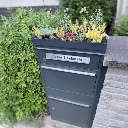 Metzler Pflanzdach für Paketbox | Dachbegrünung für Paketbriefkasten | Anthrazit | für Modellreihe Bispo