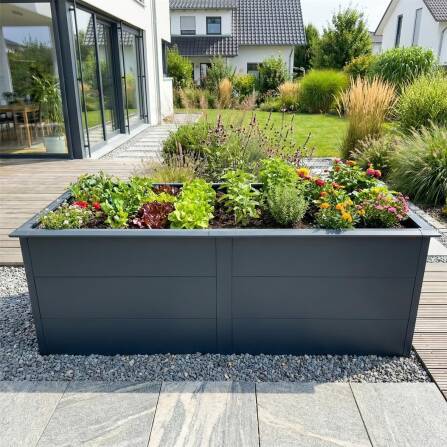 Metzler Hochbeet XL für den Garten | Mit Schneckenschutz | Pulverbeschichtet | 206 x 77 x 106 cm