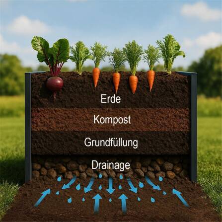 Metzler Hochbeet XL für den Garten | Mit Schneckenschutz | Pulverbeschichtet | 206 x 77 x 106 cm