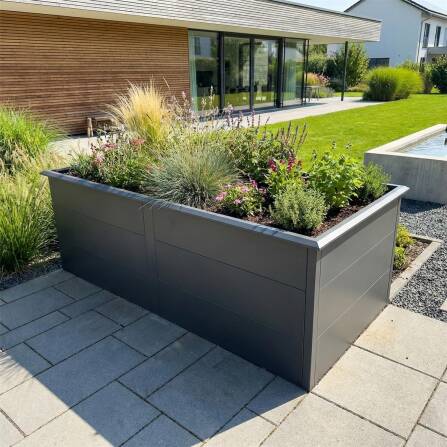 Metzler Hochbeet XL für den Garten | Mit Schneckenschutz | Pulverbeschichtet | 206 x 77 x 106 cm | Eisenglimmer