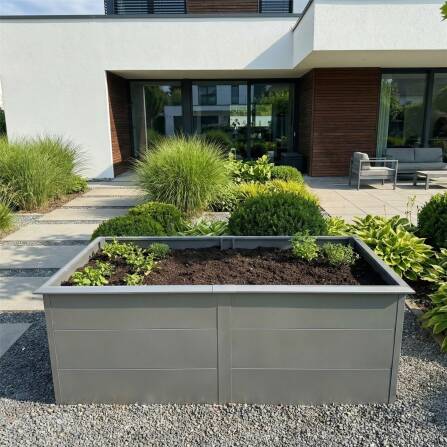 Metzler Hochbeet XL für den Garten | Mit Schneckenschutz | Pulverbeschichtet | 206 x 77 x 106 cm | Grau
