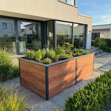 Metzler Hochbeet XL für den Garten | mit Schneckenschutz | Pulverbeschichtet | 206 x 77 x 106 cm | Holzoptik