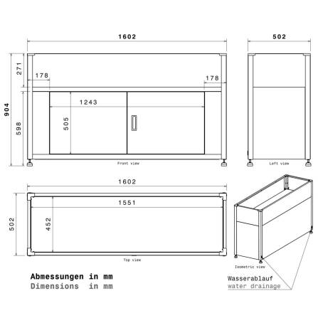 Metzler Hochbeet mit Stauraum | Pulverbeschichtet in Anthrazit RAL 7016 | 160 x 85 x 50 cm
