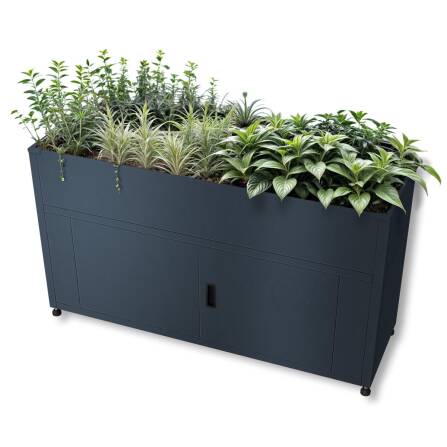 Metzler Hochbeet mit Stauraum | Pulverbeschichtet in Anthrazit RAL 7016 | 160 x 85 x 50 cm