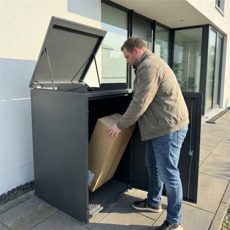 Metzler Paketbox | Extra großes Volumen | Höhenverstellbare Füße | Optionale Beschriftung | Anthrazit | Ben