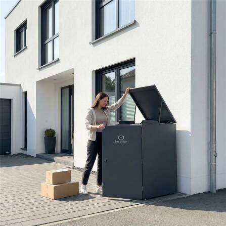 Metzler Paketbox | Extra großes Volumen | Höhenverstellbare Füße | Optionale Beschriftung | Anthrazit | Ben