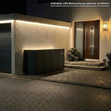 Metzler Mülltonnenbox | 3er mit Paketbox | Extra großes Volumen | Aus Aluminium | Höhenverstellbare Füße | Anthrazit