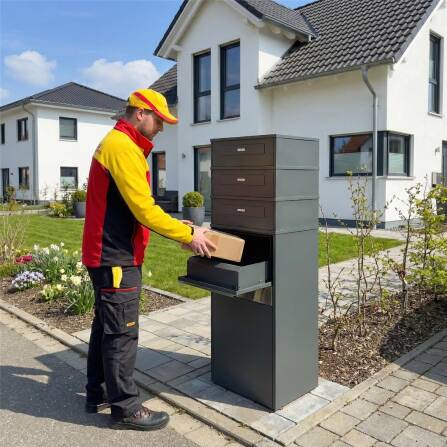 Metzler Paketbox mit LED | Entnahme auf der Rückseite | personalisiert mit Gravur | Anthrazit | Zivo 2 LED