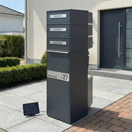 Metzler Paketbox mit LED | Entnahme auf der Rückseite | personalisiert mit Gravur | Anthrazit | Zivo 2 LED