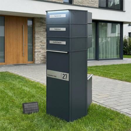 Metzler Paketbox mit LED | Entnahme auf der Rückseite | personalisiert mit Gravur | Anthrazit | Zivo 2 LED