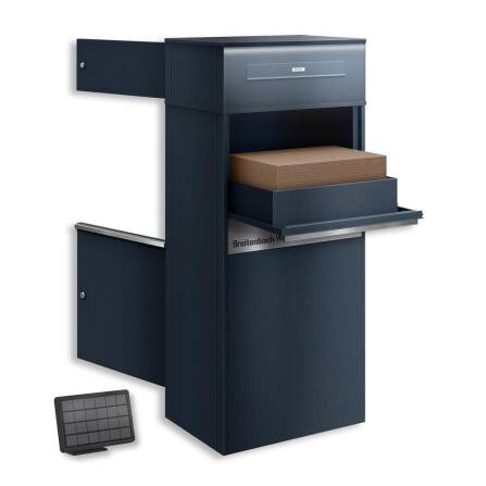 Metzler Paketbox mit LED | Entnahme auf der Rückseite | austauschbares Namensschild | Anthrazit | Zivo 2 Renz LED