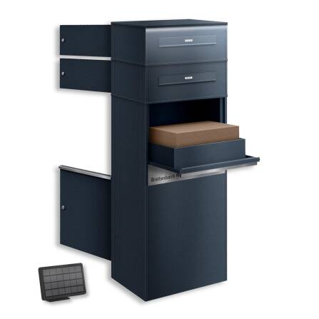 Metzler Paketbox mit LED | Entnahme auf der Rückseite | austauschbares Namensschild | Anthrazit | Zivo 2 Renz LED