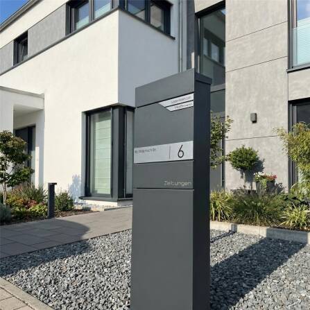 Metzler Standbriefkasten mit Zeitungsfach aus hochwertigem Stahl | Alves 3