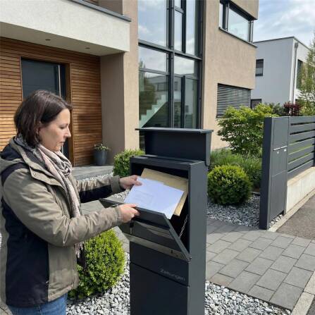 Metzler Standbriefkasten mit Zeitungsfach aus hochwertigem Stahl | Alves 3