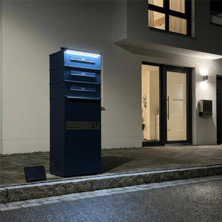 Metzler Paketbox mit LED | Entnahme auf der Rückseite | personalisiert mit Gravur | Anthrazit | Zivo 2 Renz LED