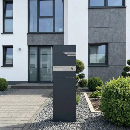 Metzler Cassetta Postale da Terra con Vano per Quotidiani in Acciaio di Alta Qualità | Alves RAL 7016 Grigio Antracite