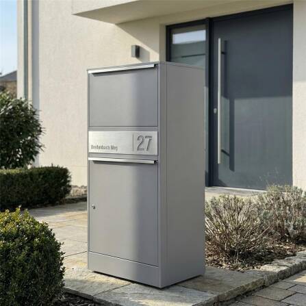 Metzler Paketbox | personalisiert mit Gravur | rostfrei | Grau | Bispo 2