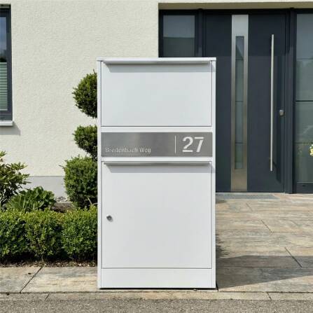 Metzler Paketbox | personalisiert mit Gravur | rostfrei | Weiß | Bispo 2