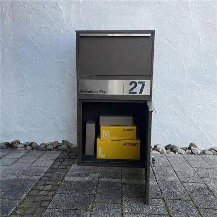 Metzler Paketbox XL personalisiert mit Gravur | Paketkasten rostfrei | Eisenglimmer | Bispo Max 2