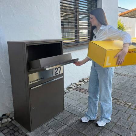 Metzler Paketbox XL personalisiert mit Gravur | Paketkasten rostfrei | Eisenglimmer | Bispo Max 2