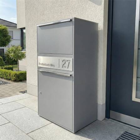 Metzler Paketbox XL personalisiert mit Gravur | Paketkasten rostfrei | Grau | Bispo Max 2