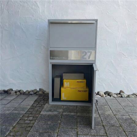 Metzler Paketbox XL personalisiert mit Gravur | Paketkasten rostfrei | Grau | Bispo Max 2