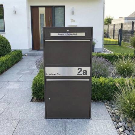 Metzler Paketbox XL mit Briefkasten | Paketkasten rostfrei | personalisiert mit Gravur | Eisenglimmer | Bispo Max 2