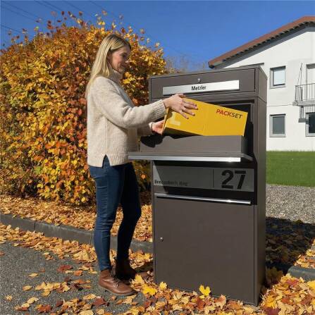 Metzler Paketbox XL mit Briefkasten | Paketkasten rostfrei | personalisiert mit Gravur | Eisenglimmer | Bispo Max 2