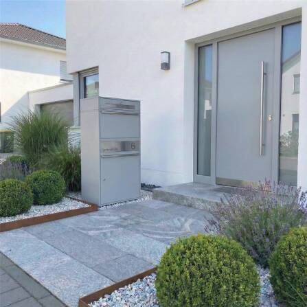 Metzler Paketbox XL mit Briefkasten | Paketkasten rostfrei | personalisiert mit Gravur | Grau | Bispo Max 2