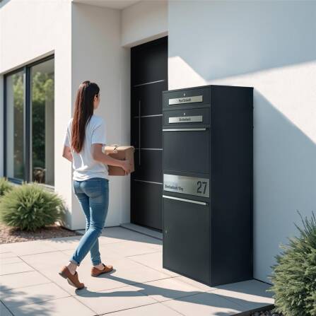 Metzler Paketbox XL mit 2 Briefkästen | Paketkasten rostfrei | personalisiert mit Gravur | Bispo Max 2