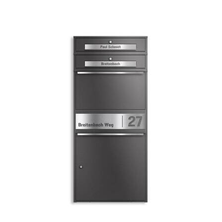 Metzler Paketbox XL mit 2 Briefkästen | Paketkasten rostfrei | personalisiert mit Gravur | Eisenglimmer | Bispo Max 2