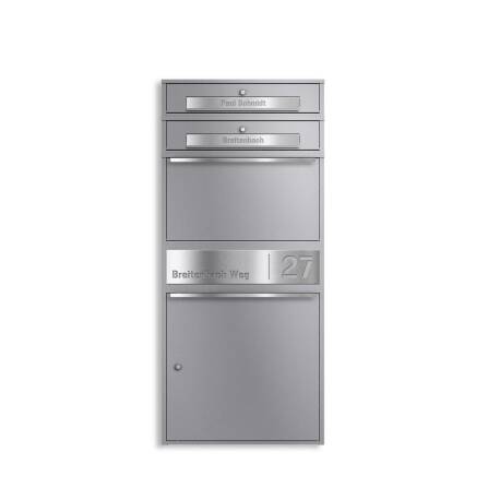 Metzler Paketbox XL mit 2 Briefkästen | Paketkasten rostfrei | personalisiert mit Gravur | Grau | Bispo Max 2