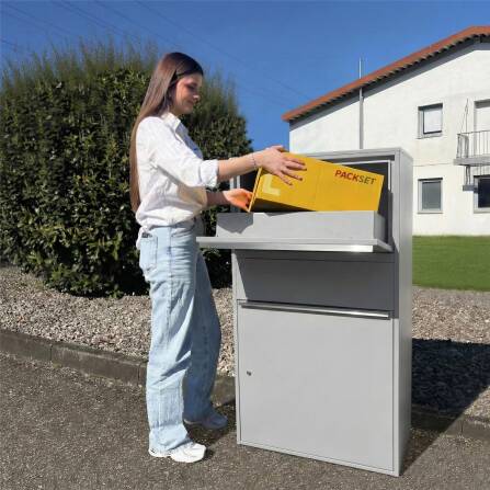 Metzler Paketbox XL | Paketkasten rostfrei | Grau | Bispo Max