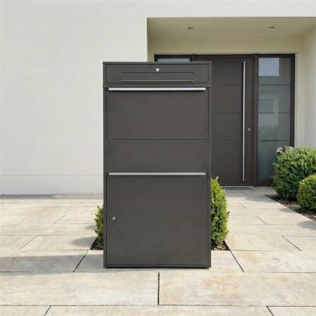 Metzler Paketbox XL mit Briefkasten | Paketkasten rostfrei | Eisenglimmer | Bispo Max