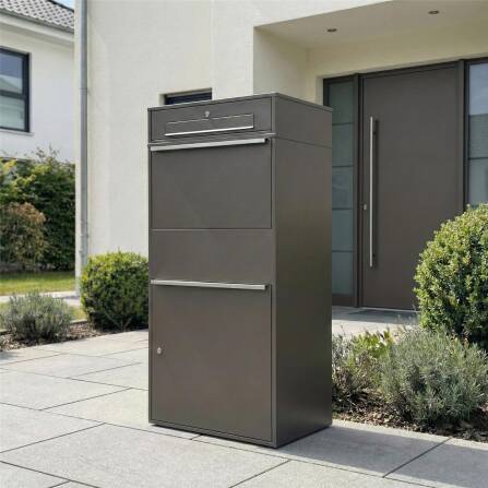 Metzler Paketbox XL mit Briefkasten | Paketkasten rostfrei | Eisenglimmer | Bispo Max