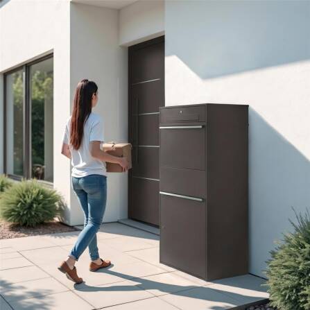 Metzler Paketbox XL mit Briefkasten | Paketkasten rostfrei | Eisenglimmer | Bispo Max