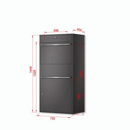 Metzler Paketbox XL mit Briefkasten | Paketkasten rostfrei | Eisenglimmer | Bispo Max