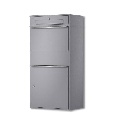 Metzler Paketbox XL mit Briefkasten | Paketkasten rostfrei | Grau | Bispo Max