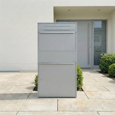 Metzler Paketbox XL mit Briefkasten | Paketkasten rostfrei | Grau | Bispo Max