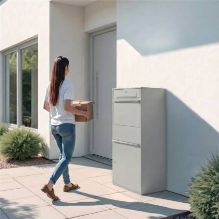 Metzler Paketbox XL mit Briefkasten | Paketkasten rostfrei | Grau | Bispo Max