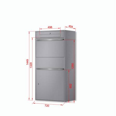 Metzler Paketbox XL mit Briefkasten | Paketkasten rostfrei | Grau | Bispo Max