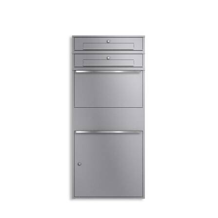 Metzler Paketbox XL mit 2 Briefkästen | Paketkasten rostfrei | Grau | Bispo Max