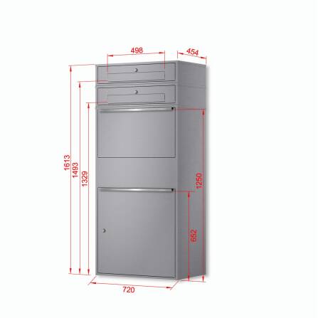 Metzler Paketbox XL mit 2 Briefkästen | Paketkasten rostfrei | Grau | Bispo Max